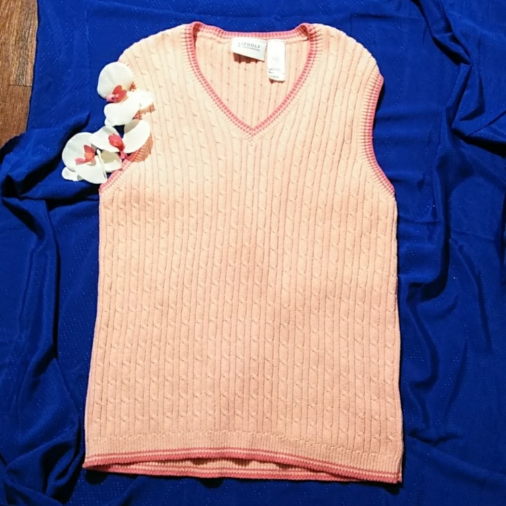 Liz Golf Pink Spring Sweater Vest Size Medium EUC
